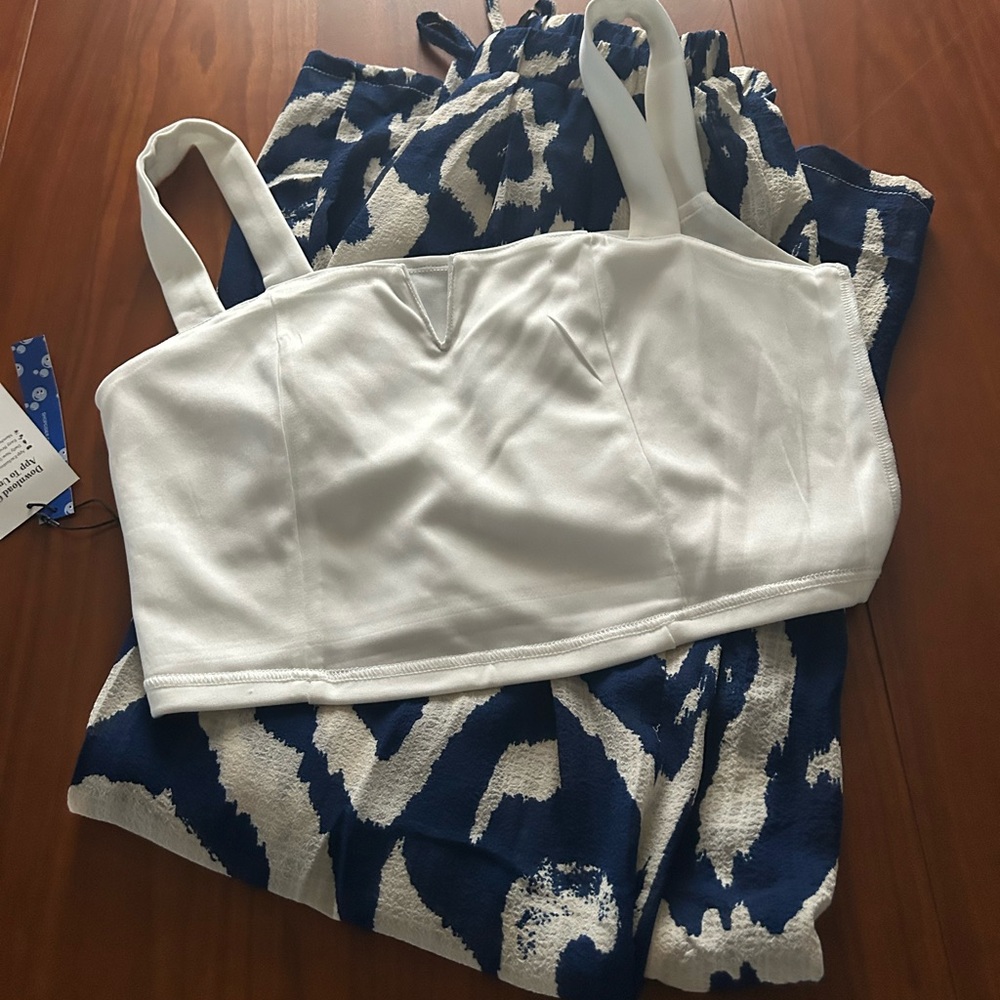 Cider Blue and White Wide Leg Pants - Picture 4 of 4